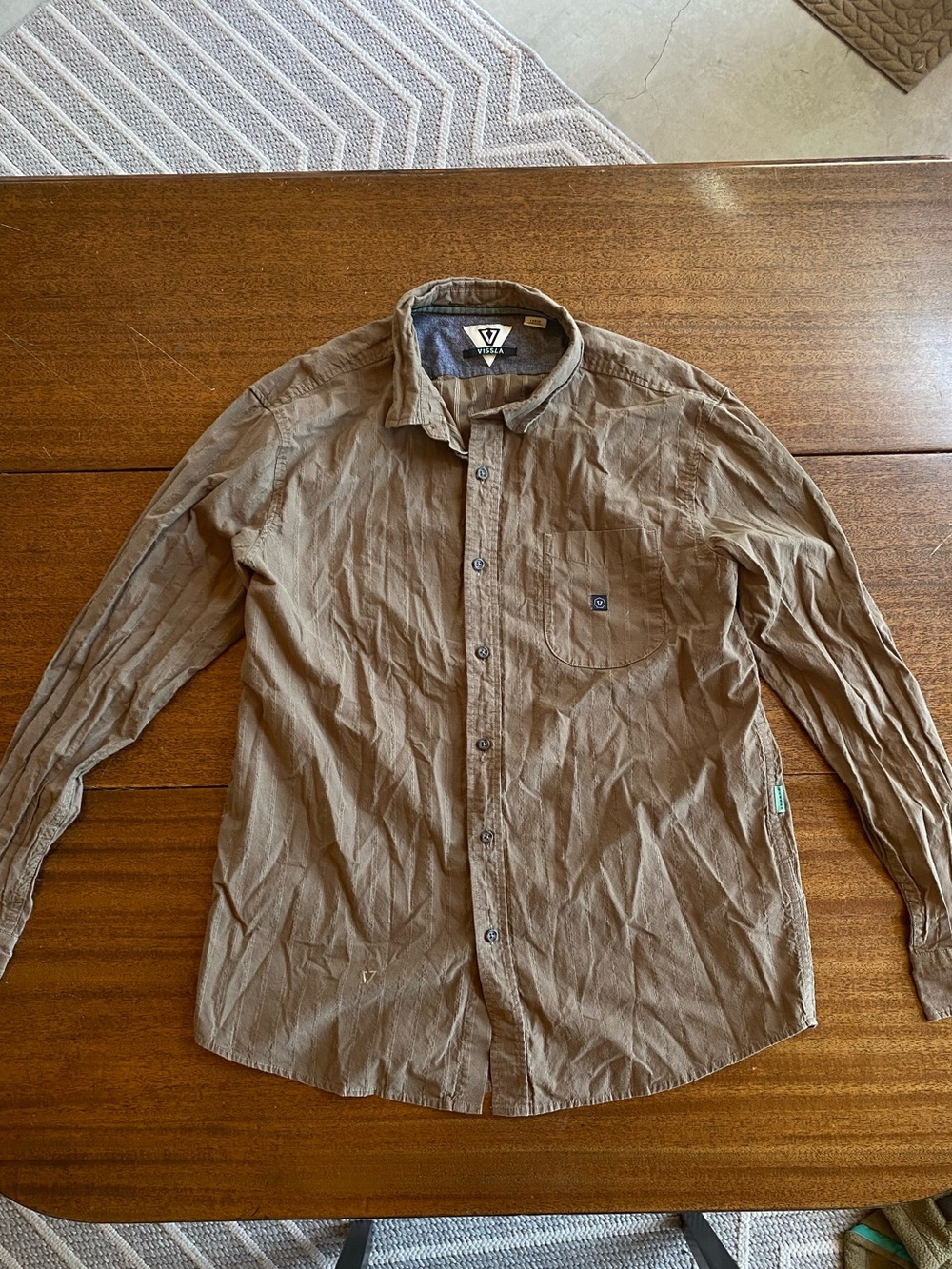 VISSLA Men's Casual Long-Sleeve Button-Down Shirt — Brown